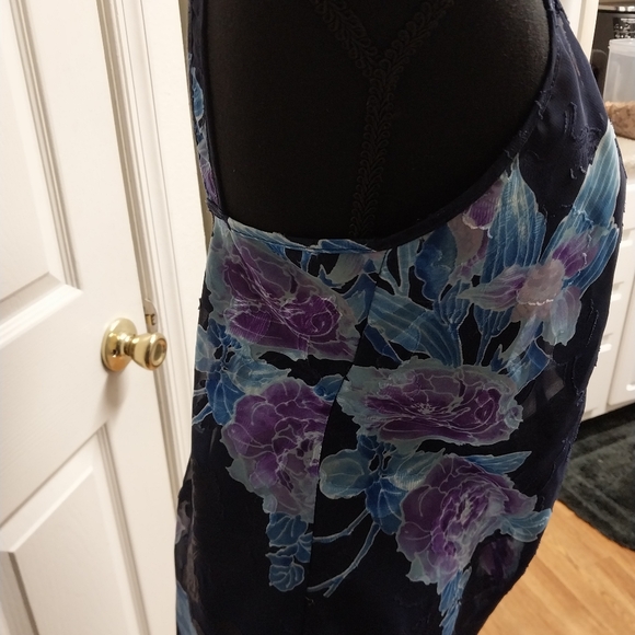 Floral Sheer Navy Dress - Picture 4 of 6